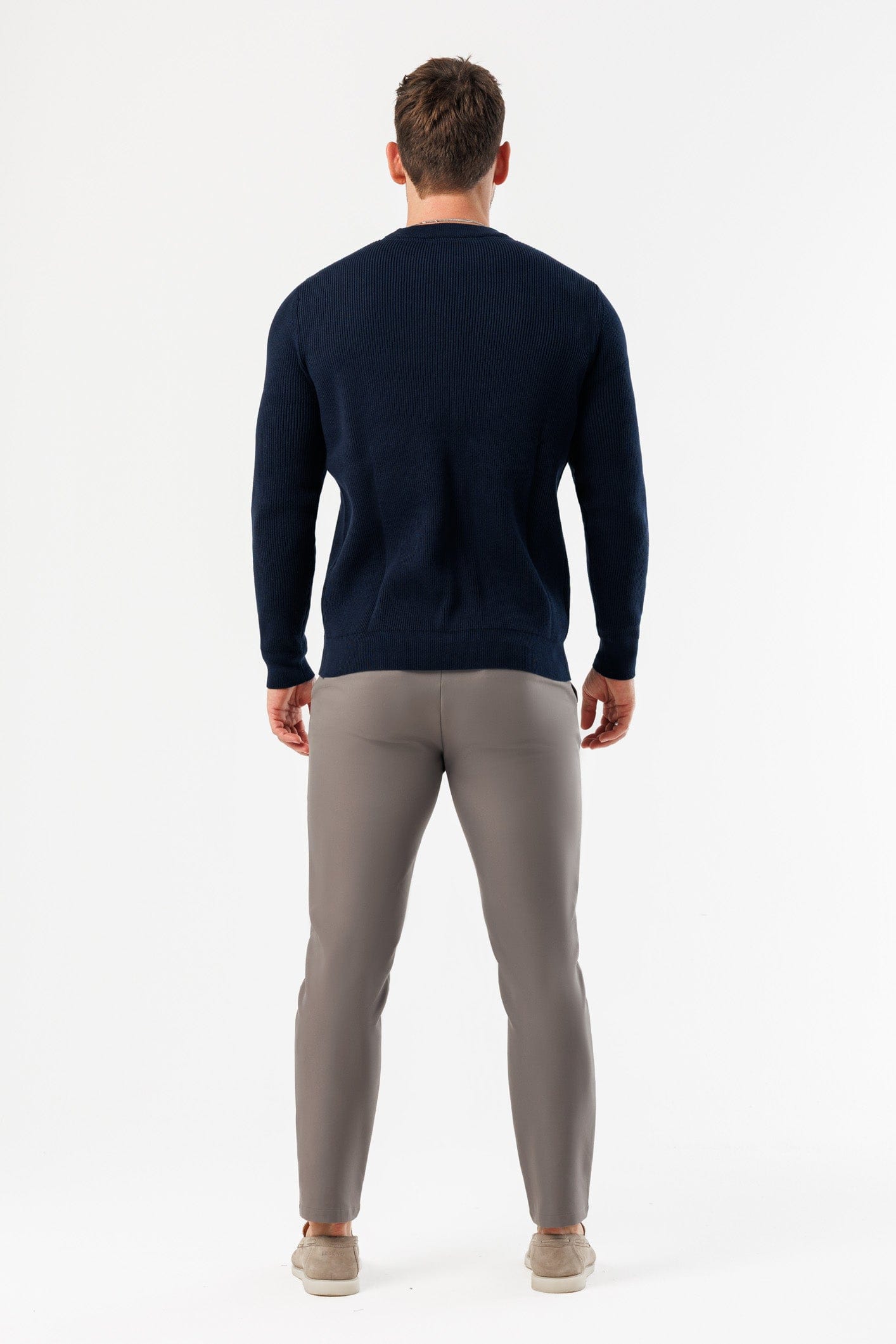 RIDGE KNIT SWEATER - NAVY