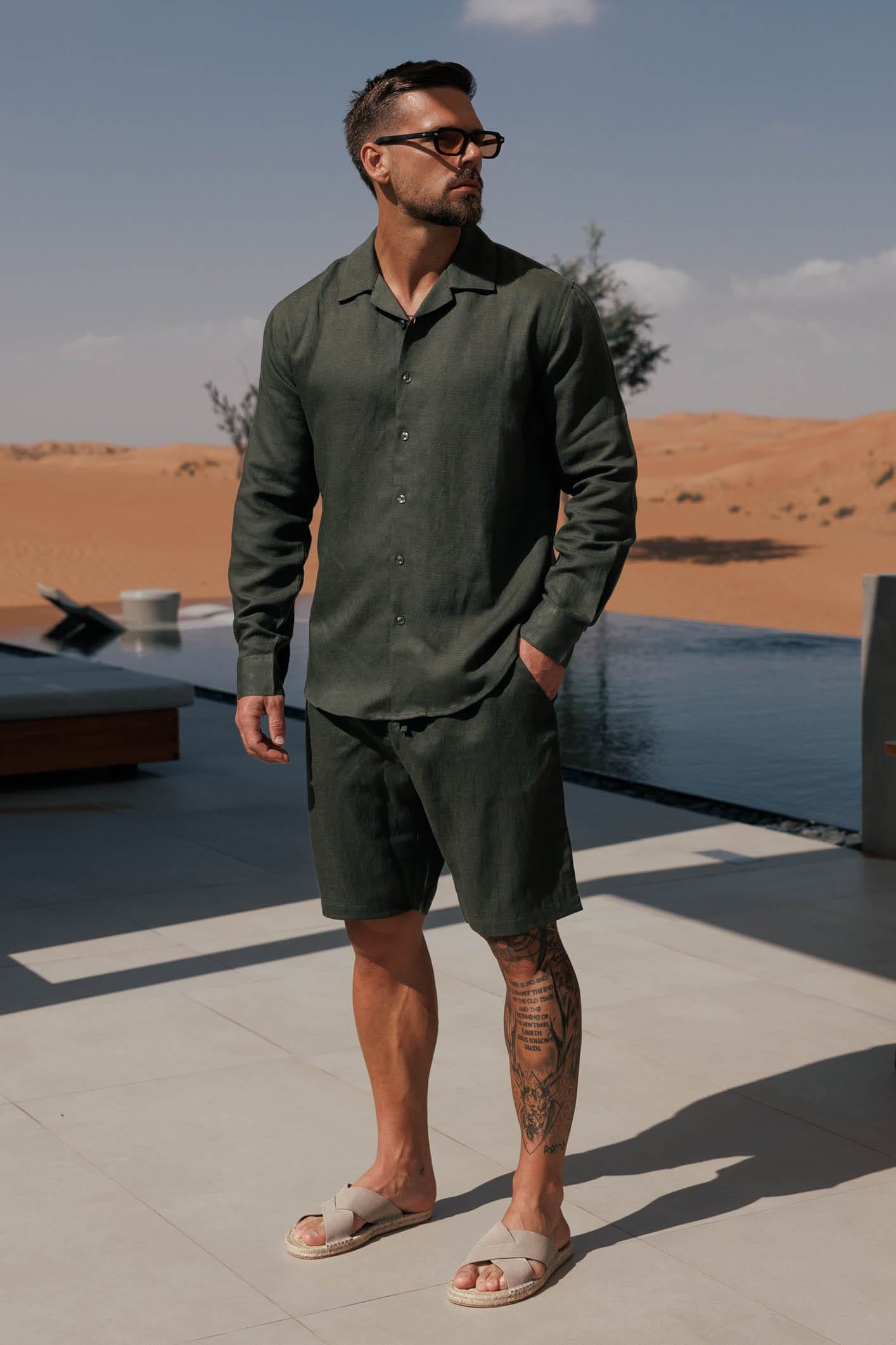 LINEN SHIRT - OLIVE