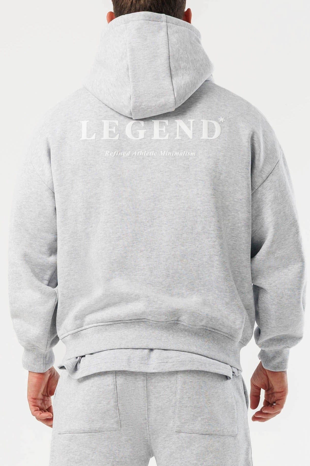 PRINT HOODIE - GREY MARL