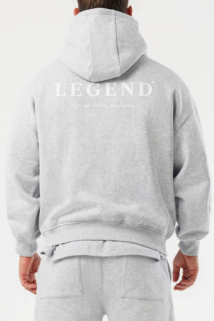 PRINT HOODIE - GREY MARL