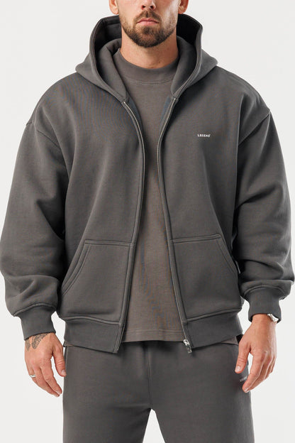 ZIPPED HOODIE - DARK GREY