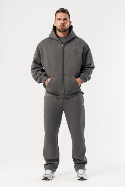 ZIPPED HOODIE - DARK GREY