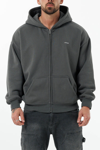 ZIPPED HOODIE - DARK GREY