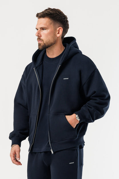 ZIPPED HOODIE - NAVY