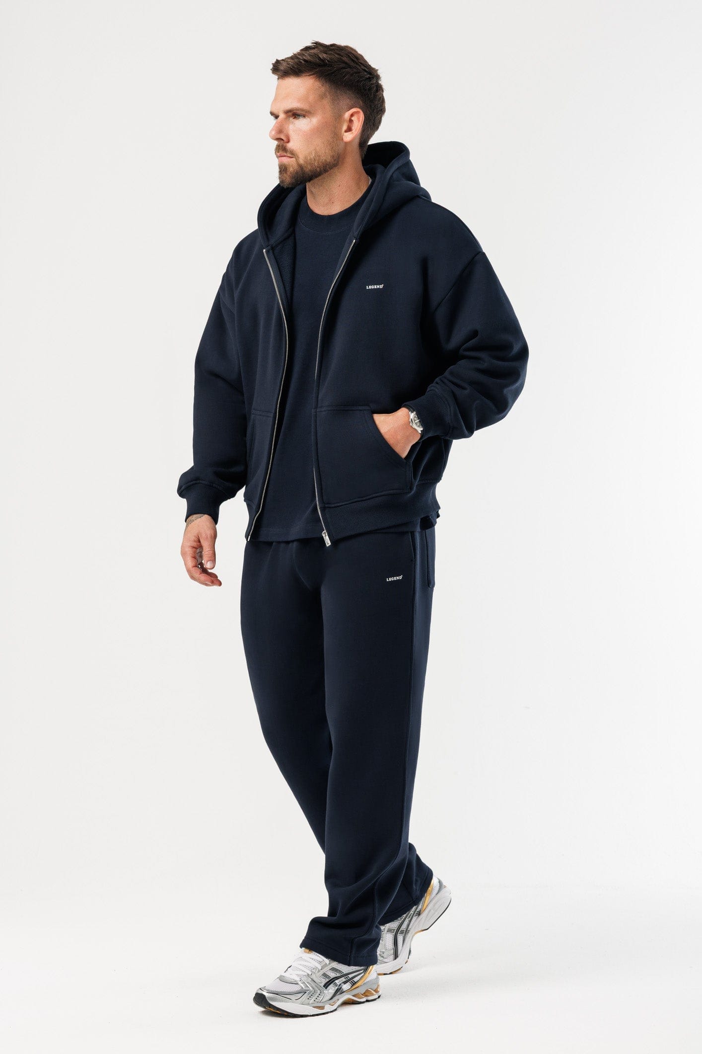 ZIPPED HOODIE - NAVY