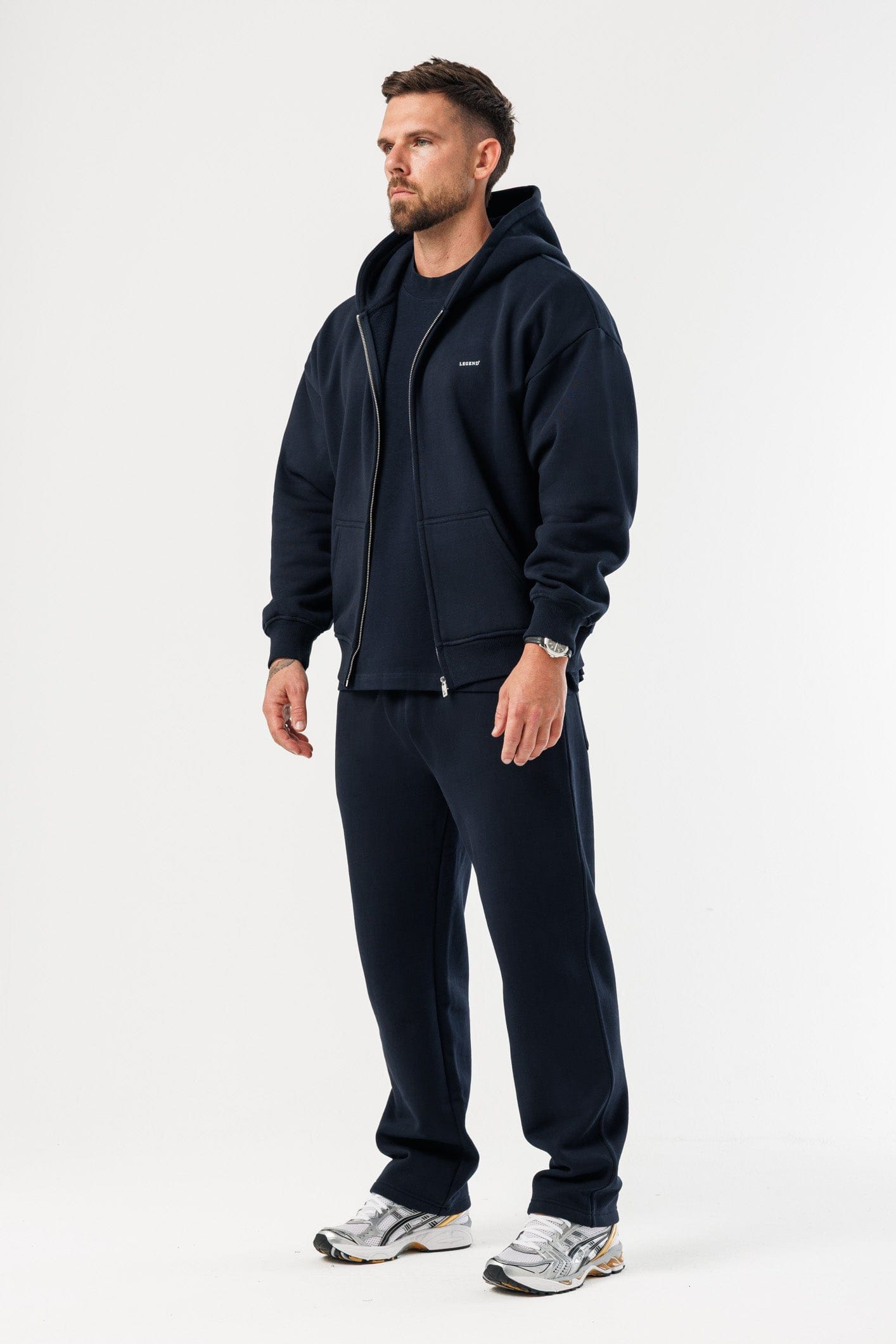 ZIPPED HOODIE - NAVY