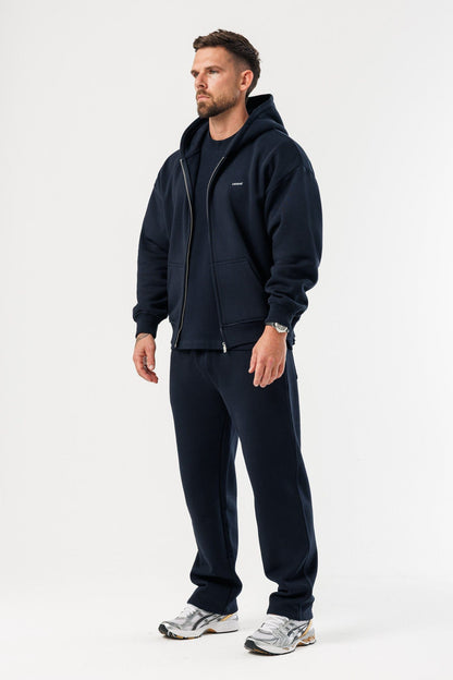 ZIPPED HOODIE - NAVY