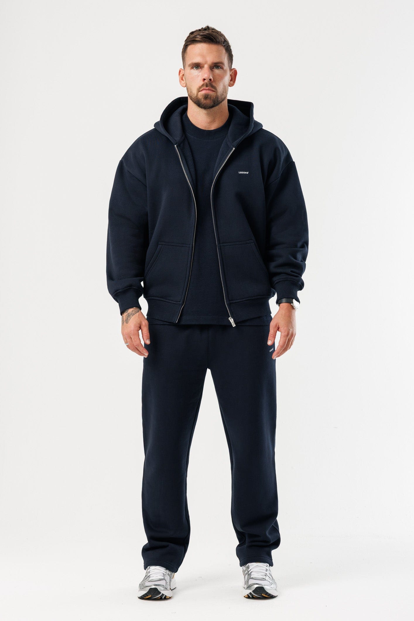 ZIPPED HOODIE - NAVY
