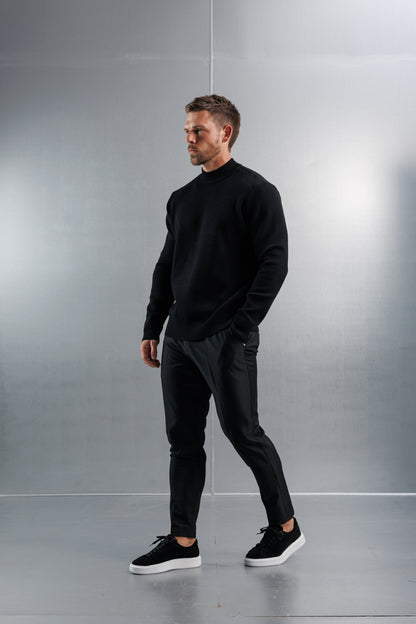 MOCK NECK SWEATER - BLACK