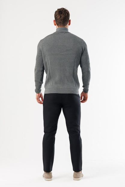 RIDGE KNIT QUARTER ZIP - DARK GREY MARL