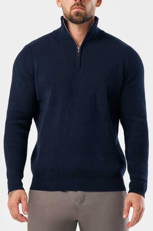 RIDGE KNIT QUARTER ZIP - NAVY