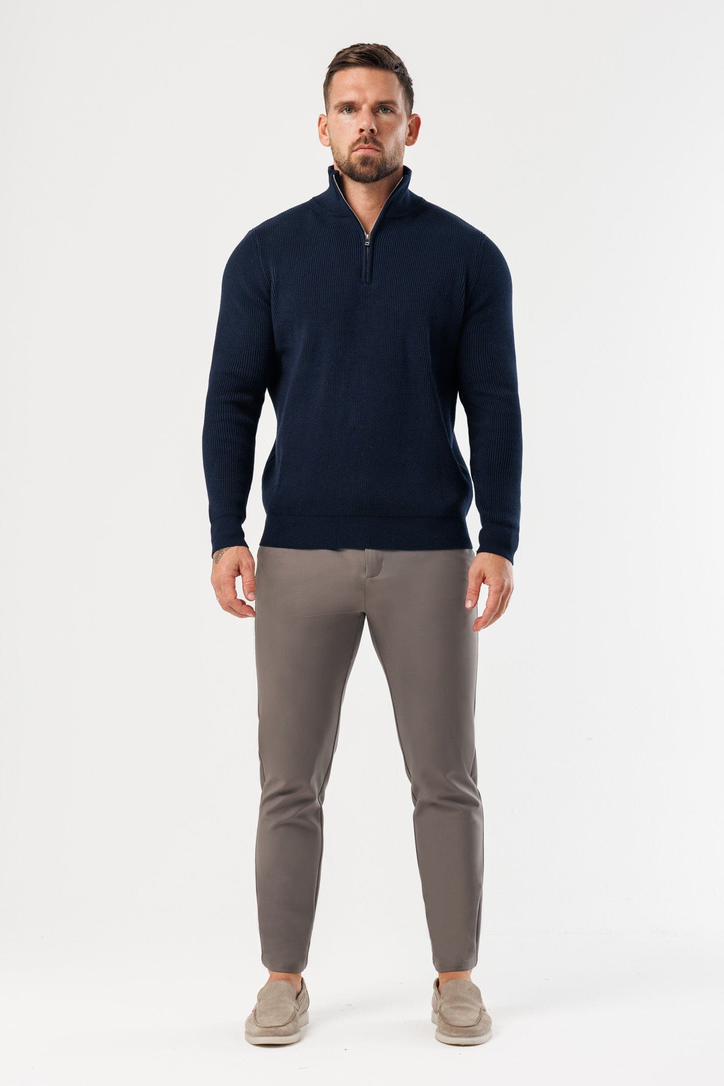 RIDGE KNIT QUARTER ZIP - NAVY