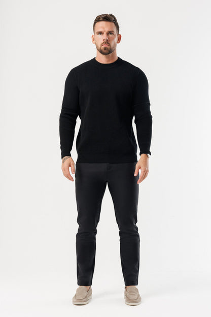 RIDGE KNIT SWEATER - BLACK