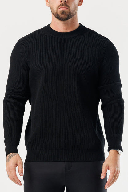 RIDGE KNIT SWEATER - BLACK