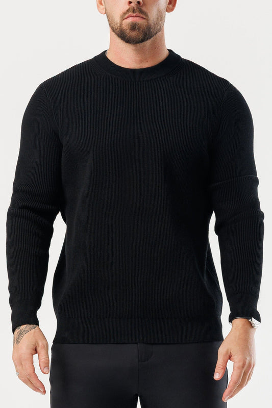 RIDGE KNIT SWEATER - BLACK