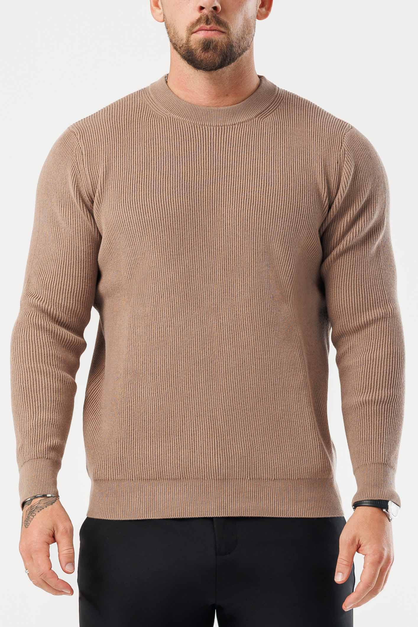RIDGE KNIT SWEATER - BROWN