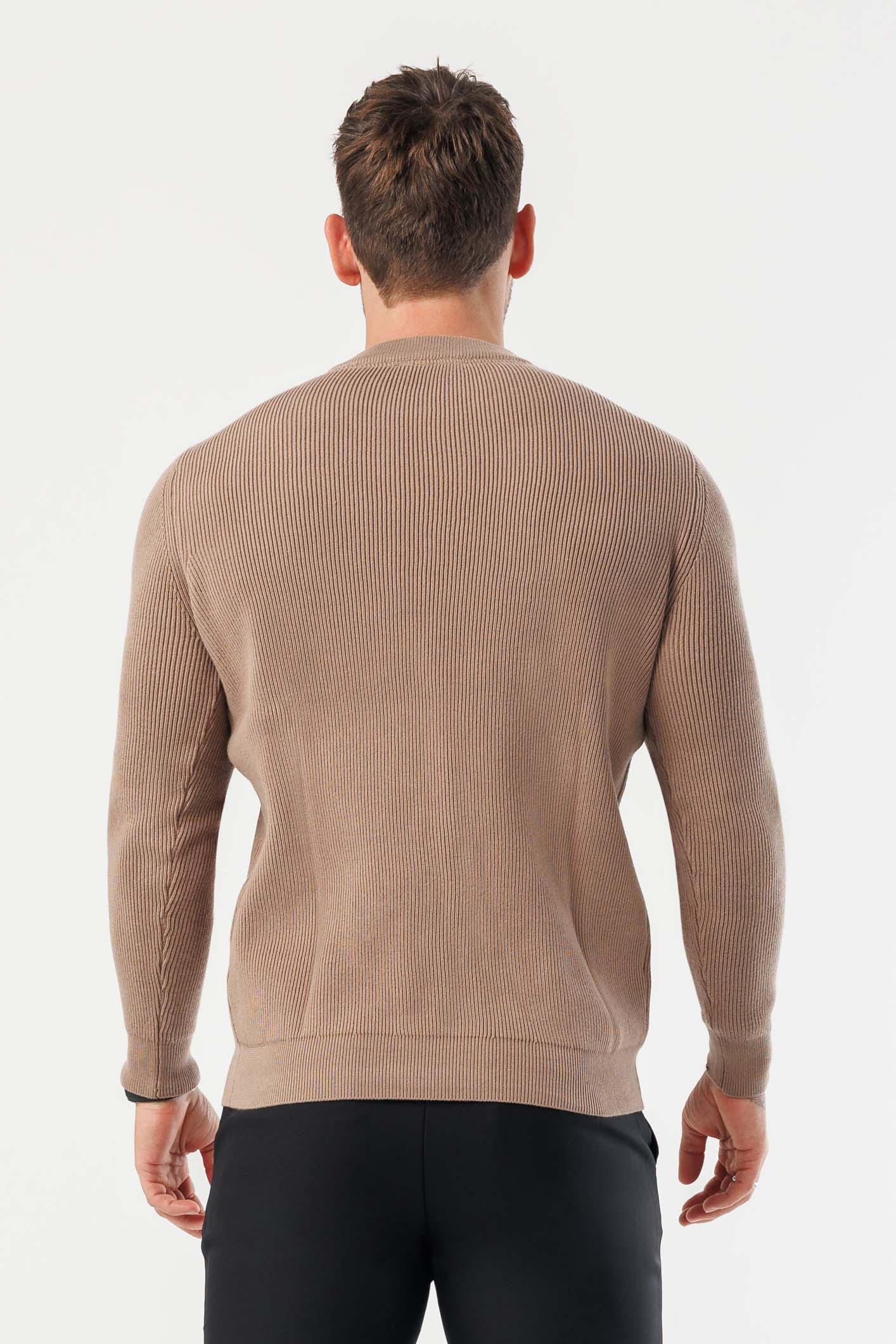 RIDGE KNIT SWEATER - BROWN