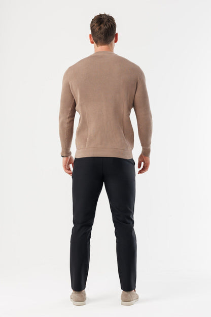 RIDGE KNIT SWEATER - BROWN