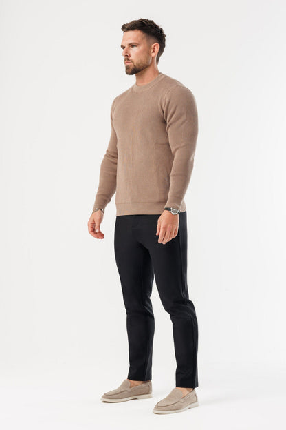 RIDGE KNIT SWEATER - BROWN