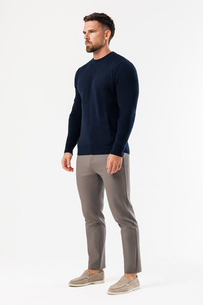 RIDGE KNIT SWEATER - NAVY