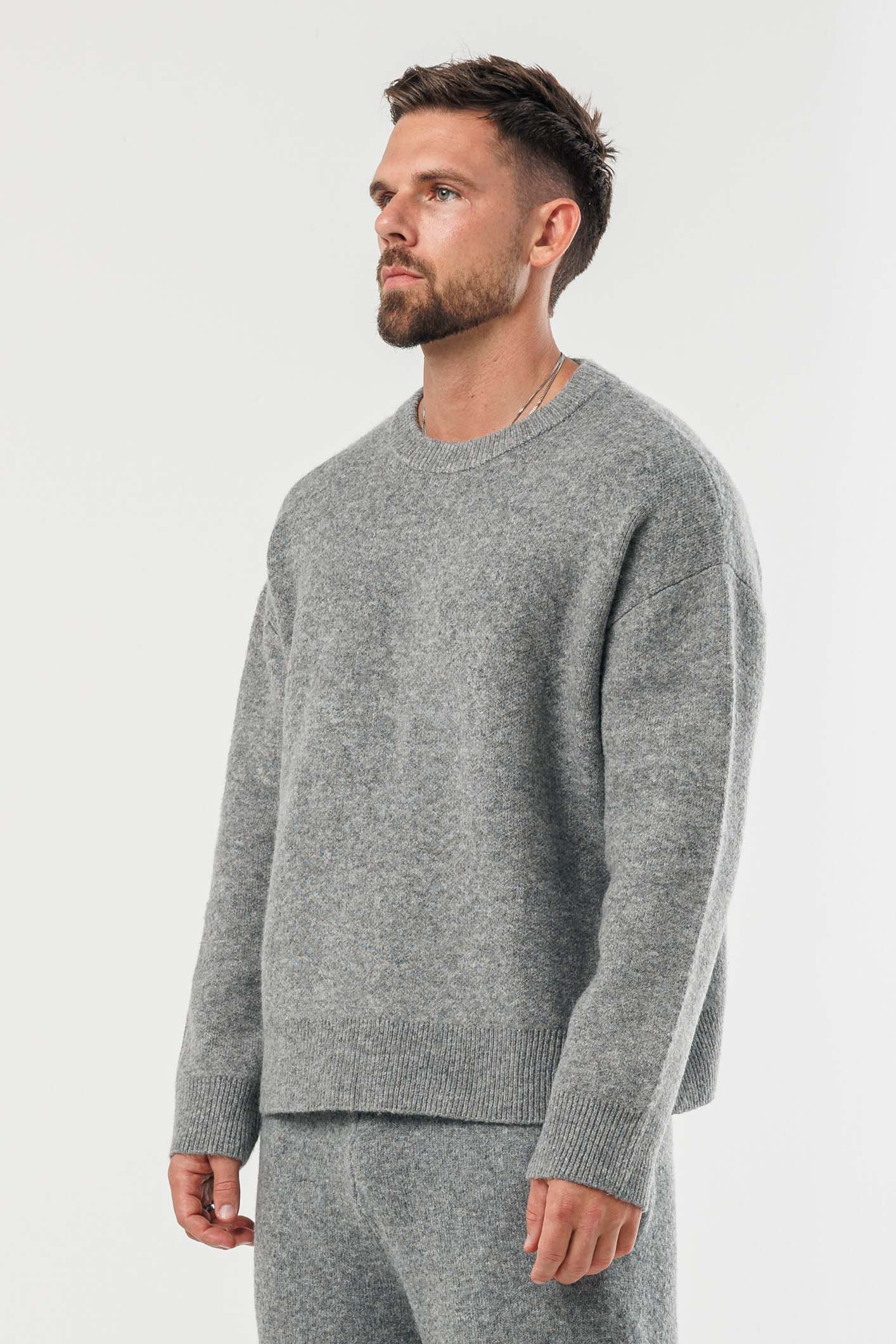 KNIT SWEATER - GREY MARL