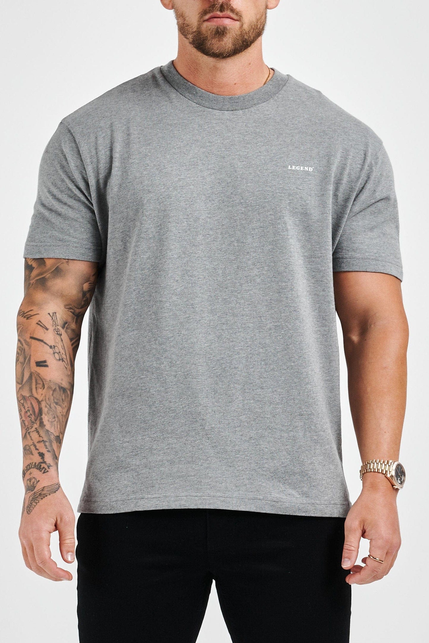 PREMIUM BASICS T-SHIRT (NO LOGO) - DARK GREY MARL