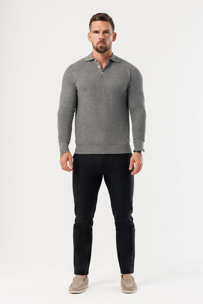 COAST LONG SLEEVE POLO - DARK GREY