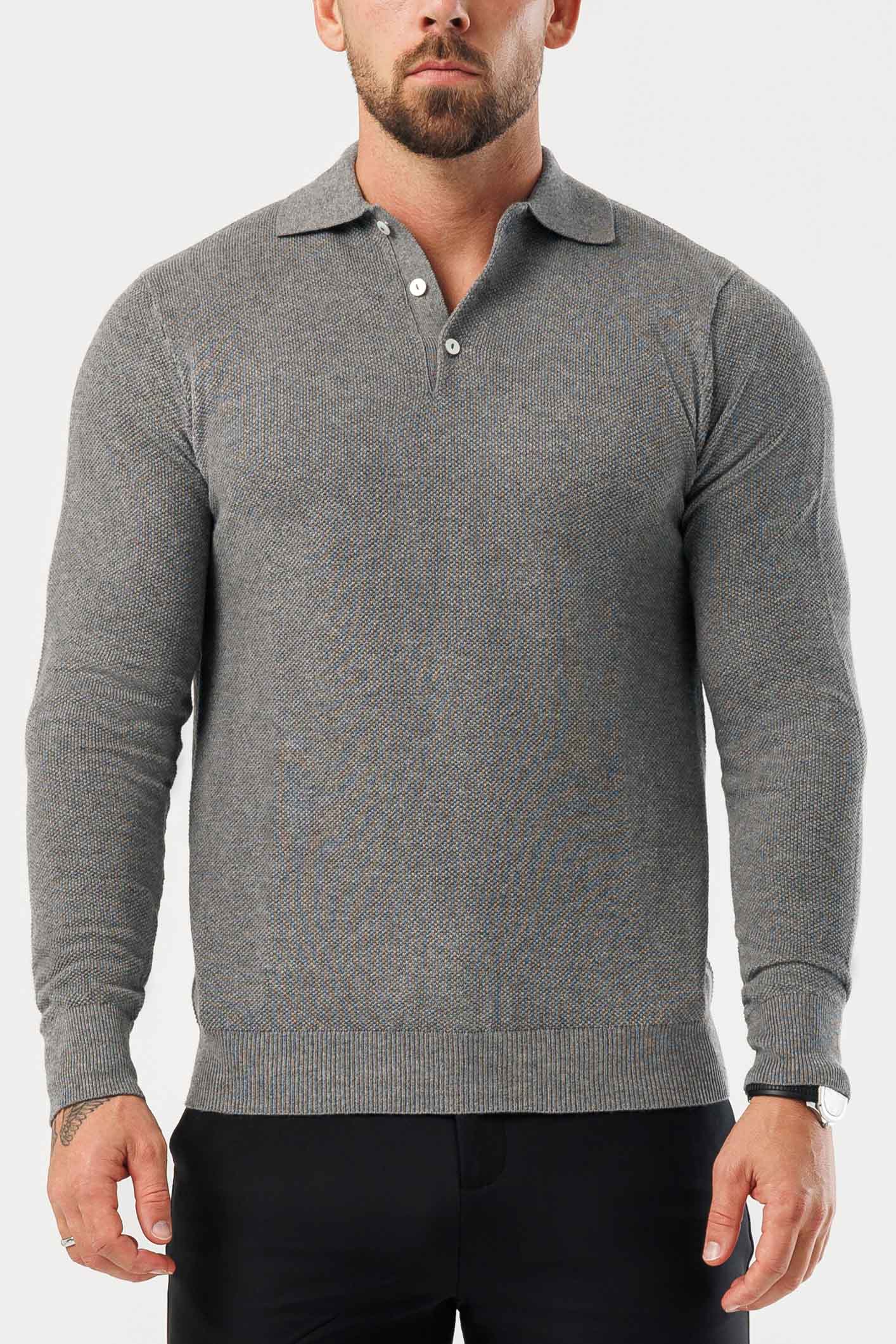 COAST LONG SLEEVE POLO - DARK GREY