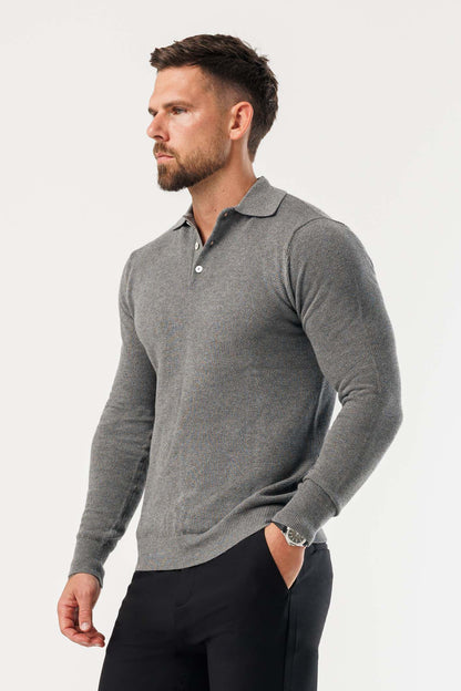 COAST LONG SLEEVE POLO - DARK GREY