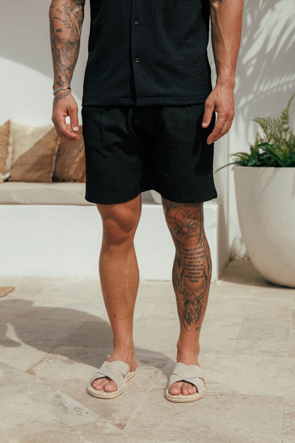 TEXTURED SHORTS - BLACK