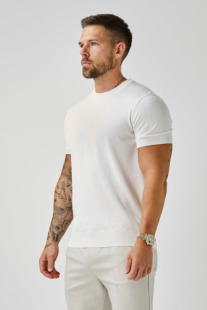 KNIT T-SHIRT - OFF WHITE