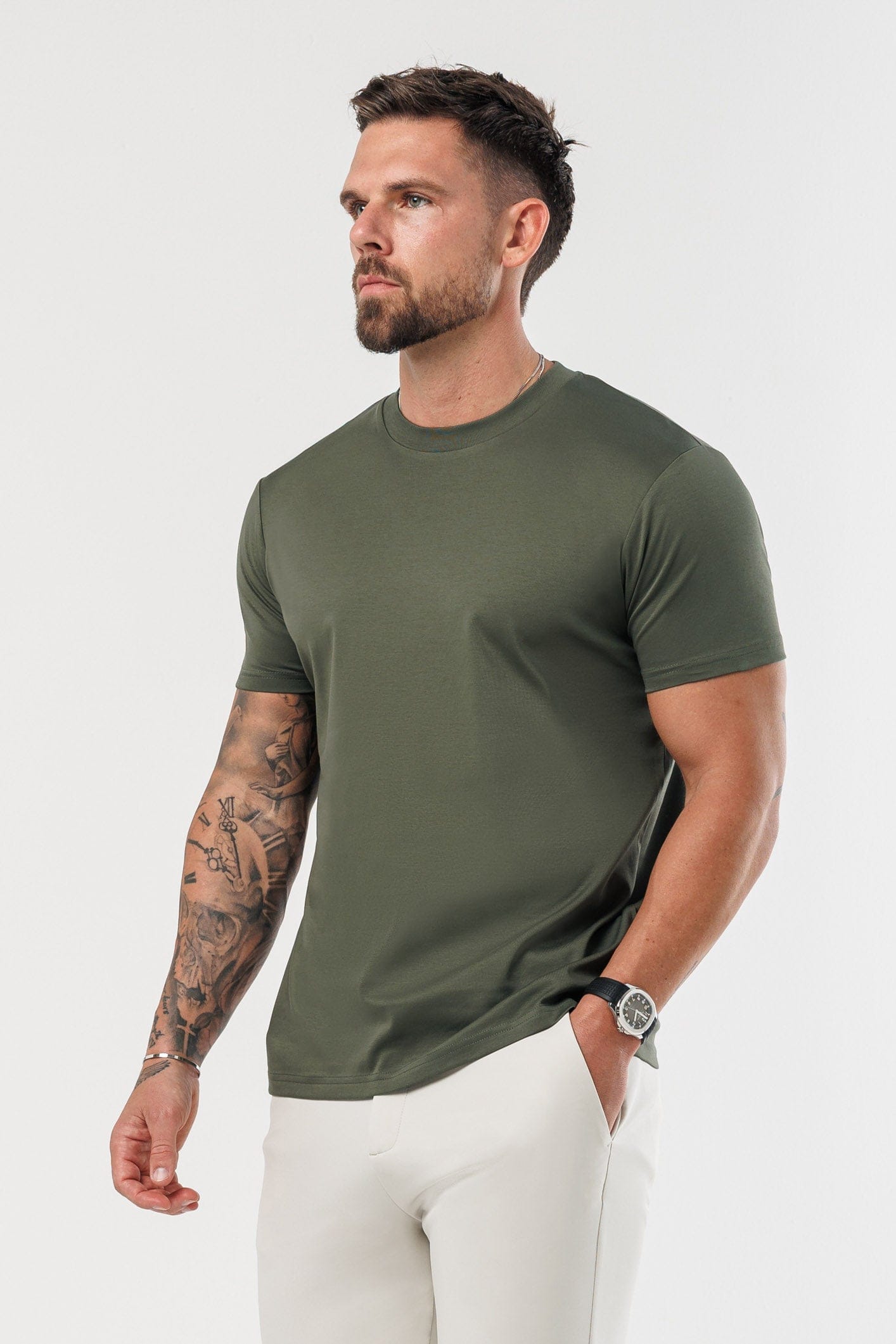 LUXE MERCERISED T-SHIRT - ARMY GREEN