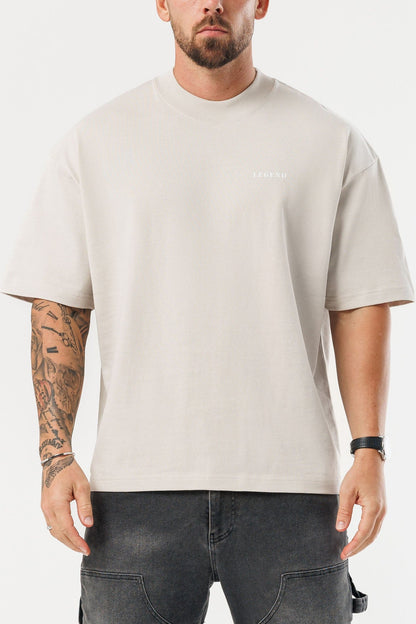PRINT OVERSIZED T-SHIRT - BEIGE