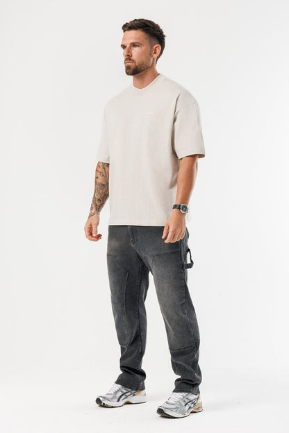 PRINT OVERSIZED T-SHIRT - BEIGE