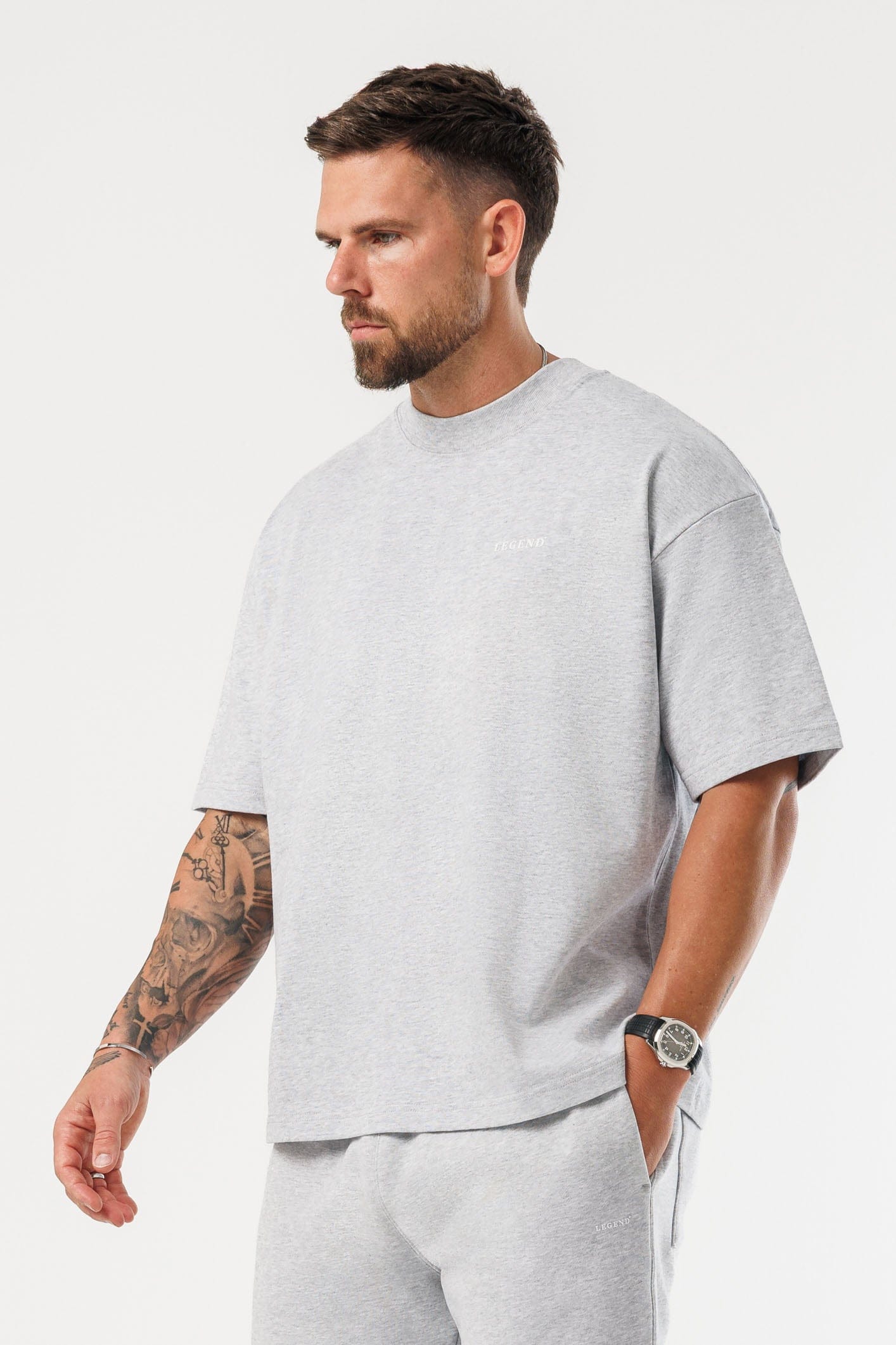 PRINT OVERSIZED T-SHIRT - GREY MARL