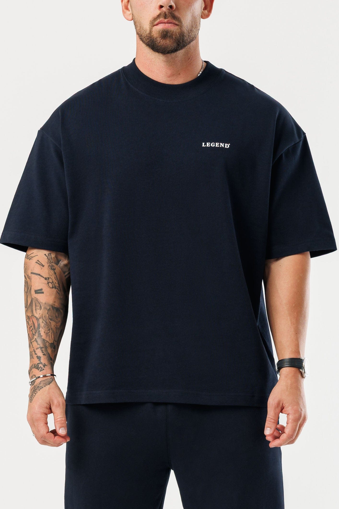 PRINT OVERSIZED T-SHIRT - NAVY