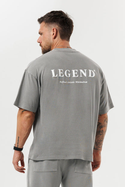 PRINT OVERSIZED T-SHIRT - WASHED GREY