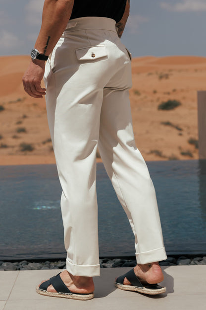 PREMIUM SIDE CINCH TROUSER - STONE