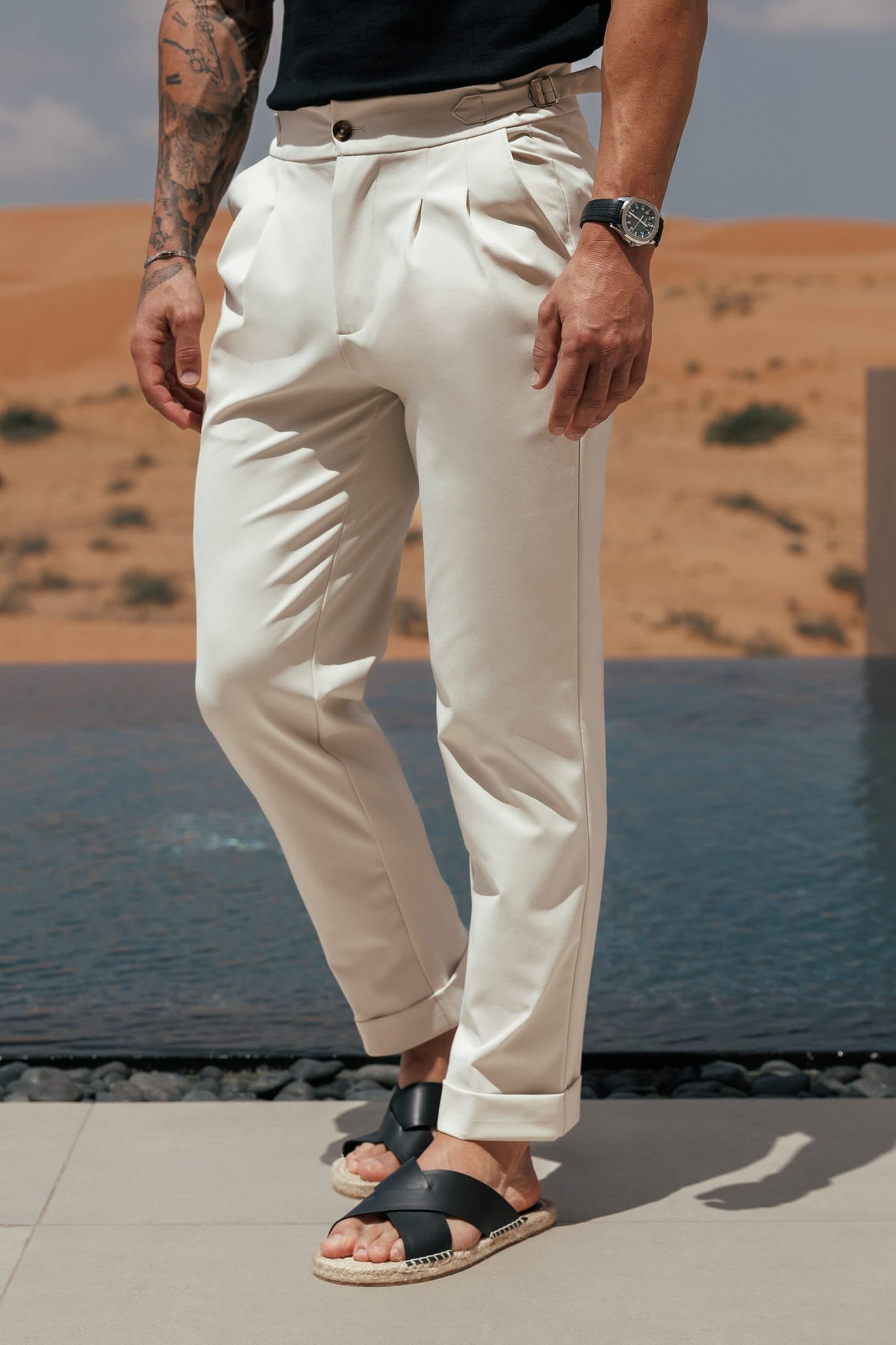 PREMIUM SIDE CINCH TROUSER - STONE