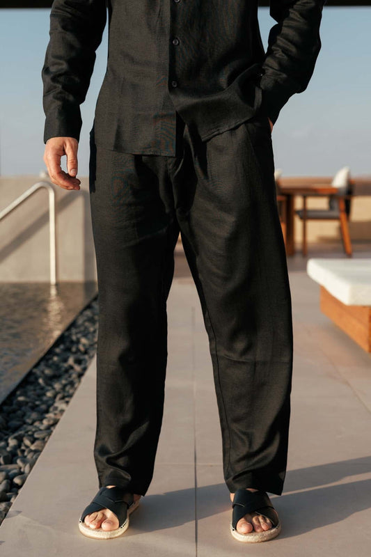 LINEN TROUSER - BLACK